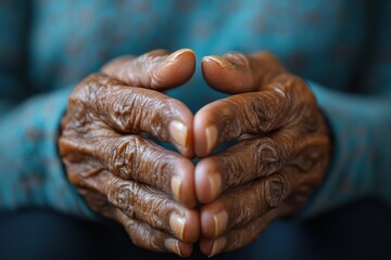 Elderly Hands Clasped Together