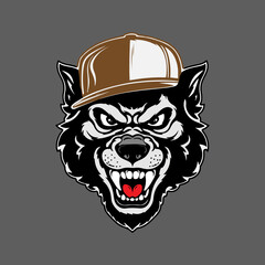 illustration of a ferocious wolf face can be used as a logo