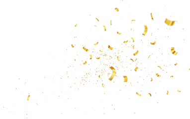 Gold Isolated Falling Foil Confetti with Glitter Dust. Golden Festive Background. Greeting Design Element. Congratulations Card