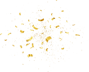 Gold Isolated Falling Foil Confetti with Glitter Dust. Golden Festive Background. Greeting Design Element. Congratulations Card