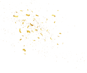 Gold Isolated Falling Foil Confetti with Glitter Dust. Golden Festive Background. Greeting Design Element. Congratulations Card