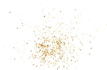 Gold Glitter Dust Spray. Golden particles. Festive Confetti Background. Greeting Design....