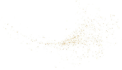 Gold Falling Foil Confetti with Glitter Dust. Golden Festive Background. Greeting Design. Congratulations Card