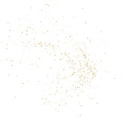 Gold Falling Foil Confetti with Glitter Dust. Golden Festive Background. Greeting Design. Congratulations Card