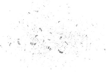 White Silver Falling Foil Confetti with Glitter Dust. Festive Background. Greeting Design....
