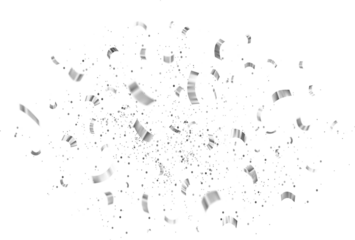White Silver Falling Foil Confetti with Glitter Dust. Festive Background. Greeting Design. Congratulations Card