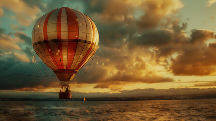 Fototapeta premium hot air balloon, world tourism concept 