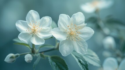 Jasmine white flowers. Floral spring background. Close-up. Nature. 
