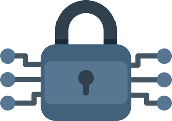 Closed padlock is securing a network, representing the concept of digital security and data protection