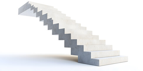 Obraz premium 3d model of white steps architecture staircase isolated on white background 