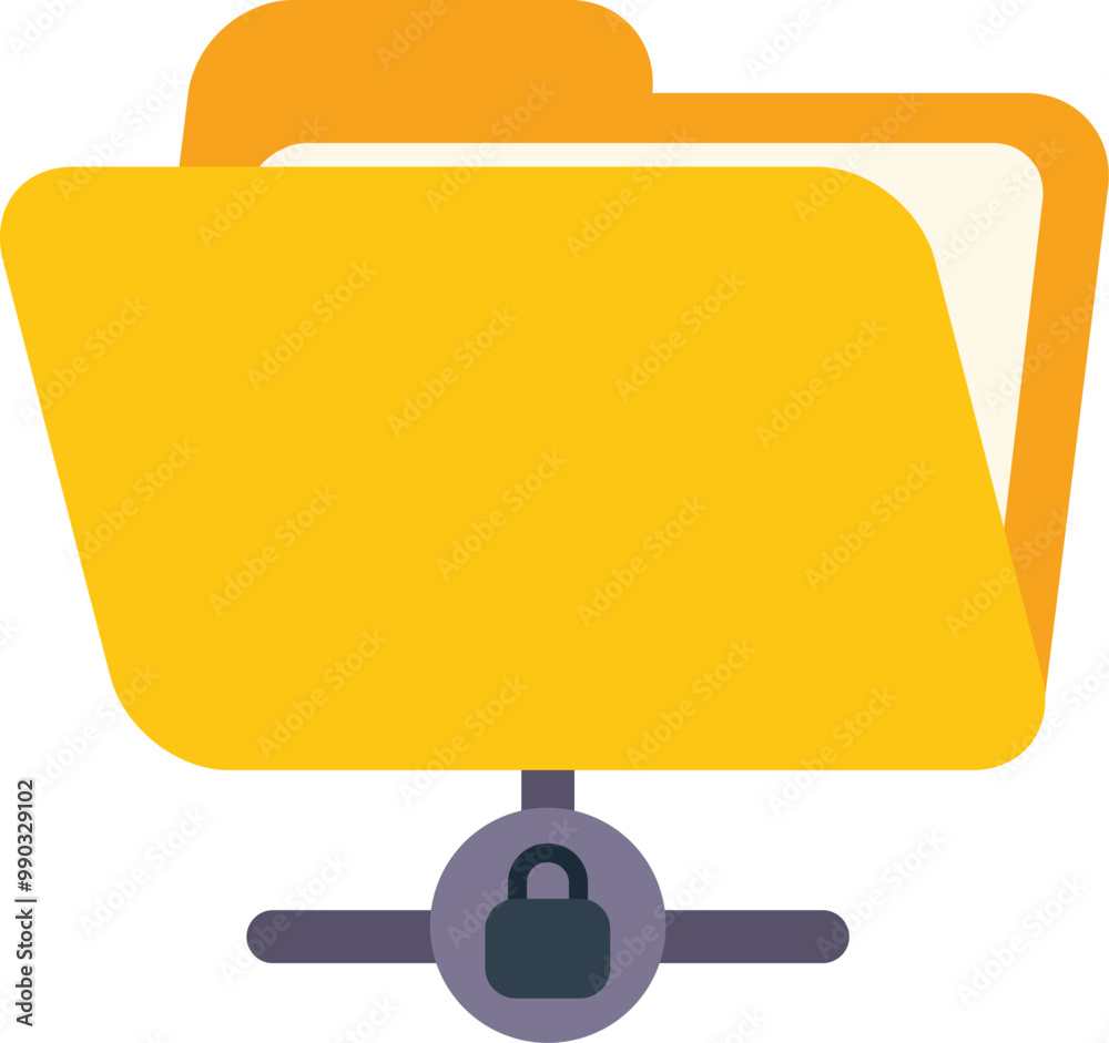 Poster secure folder sharing with padlock protecting data transfer