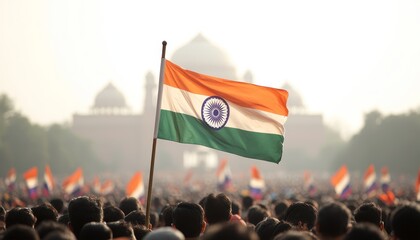 Indian Flag Waving in the Wind
