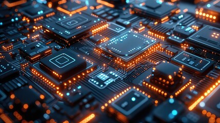 Obraz premium Cybersecurity, static, very high quality and detailed, dark background, blue and dark grey colors, smooth lights.