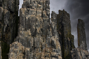 The Alkefjellet cliff in Lomfjordhalvoya in Ny-Friesland at Spitsbergen