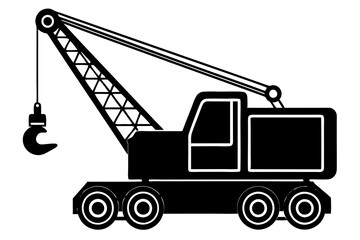 Mobile crane machine vector, mobile crane crawler heavy vehicles silhouette vector illustration
