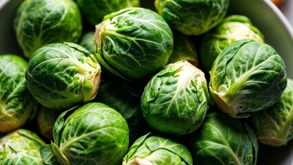 Fototapeta premium Whole Brussels sprouts with tight leaves closeup