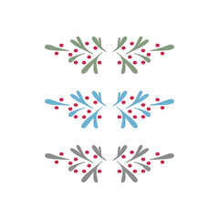 Christmas Wreath Design Elements Collection isolated on White