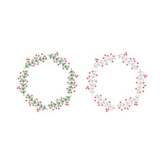Christmas Wreath Design Elements Collection isolated on White