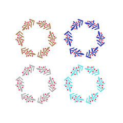 VINTAGE HERBAL CHRISTMAS WREATH DESIGN ELEMENTS ISOLATED ON WHITE