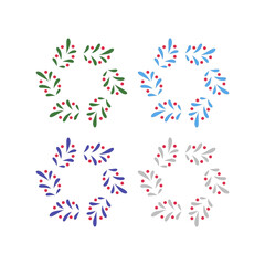 VINTAGE HERBAL CHRISTMAS WREATH DESIGN ELEMENTS ISOLATED ON WHITE