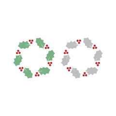 VINTAGE HERBAL CHRISTMAS WREATH DESIGN ELEMENTS ISOLATED ON WHITE