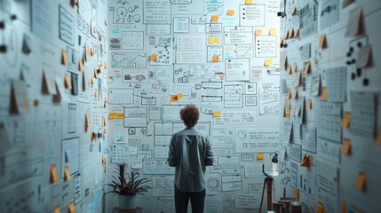 Whiteboard filled with notes summarizing key takeaways from a productive month. a whiteboard densely filled with handwritten notes, sketches, and charts, summarizing the key takeaways.