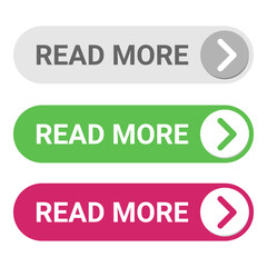 Flat style read more button icon design for app or website with arrow