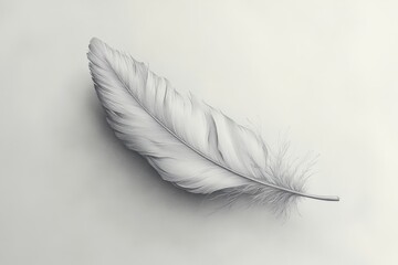 White Feather on a Gray Background