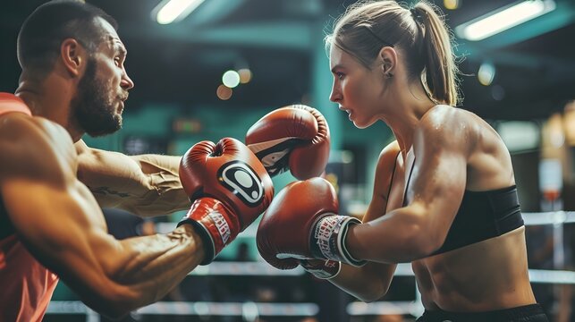 Boxing Workout Session with Personal Trainer in Retro Style Gym