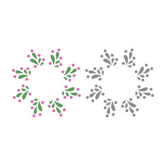 Herbal Christmas Wreath Design Elements Vector isolated on White