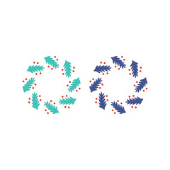 Herbal Christmas Wreath Design Elements Vector isolated on White