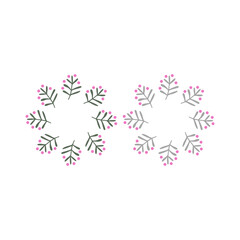 Herbal Christmas Wreath Design Elements Vector isolated on White