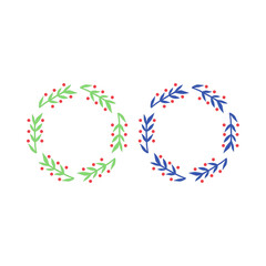 Herbal Christmas Wreath Design Elements Vector isolated on White