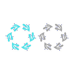 Herbal Christmas Wreath Design Elements Vector isolated on White