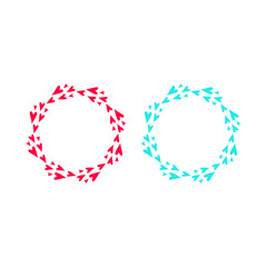 Heart Shaped Red Blue Mandalas Collection isolated on White