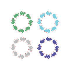 Herbal Christmas Wreath Design Elements Vector isolated on White