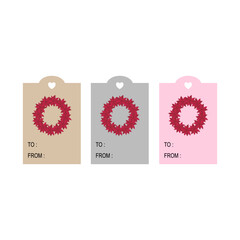 VINTAGE HERBAL CHRISTMAS WREATH DESIGN ELEMENTS ISOLATED ON WHITE