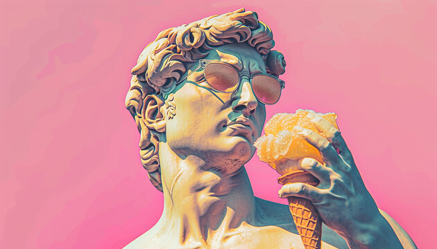 Ancient Statue with ice cream cone