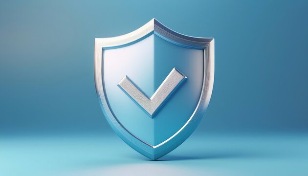 A modern blue shield with a check mark, symbolizing security and trustworthiness in digital or physical contexts.
