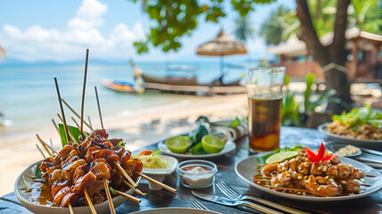 thai food on the beach
