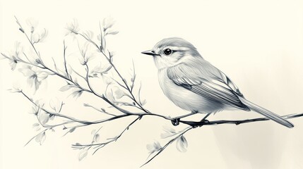 Black and White Bird on Branch