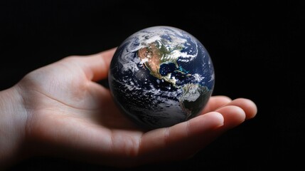 Hands Holding the Earth Sphere Representing Global Environmental Responsibility and Sustainability