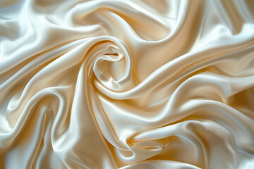 Obraz premium Closeup of smooth and flowing white silk fabric with elegant folds and curves, creating soft texture