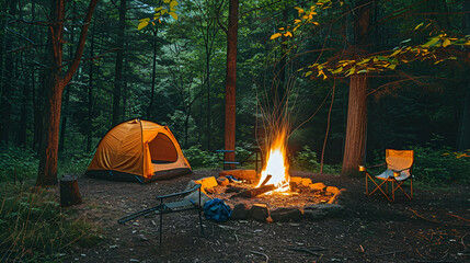 camp fire in the forest