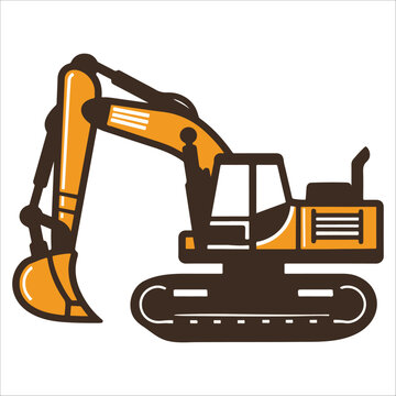 orange excavator construction equipment clip art preview