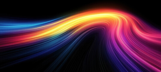 Fototapeta premium Vibrant Abstract Curved Shapes on Black