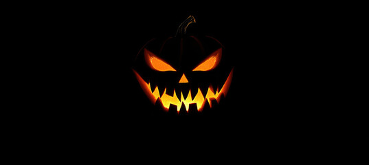 Fototapeta premium Glowing Jack-o'-Lantern with Fangs