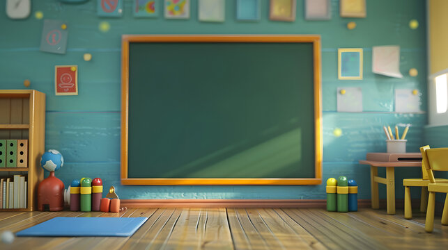 Blackboard school equipment 3D cartoon