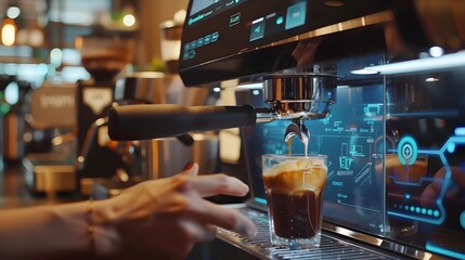 Barista Customizes Drinks with Smart Coffee Machine and Monitoring App