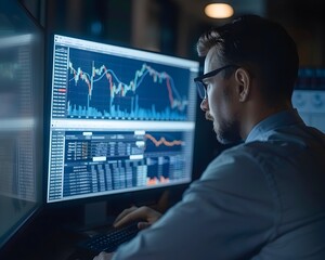 Fototapeta premium Financial Analyst Using Predictive Analytics Software to Forecast Market Trends and Investment Opportunities